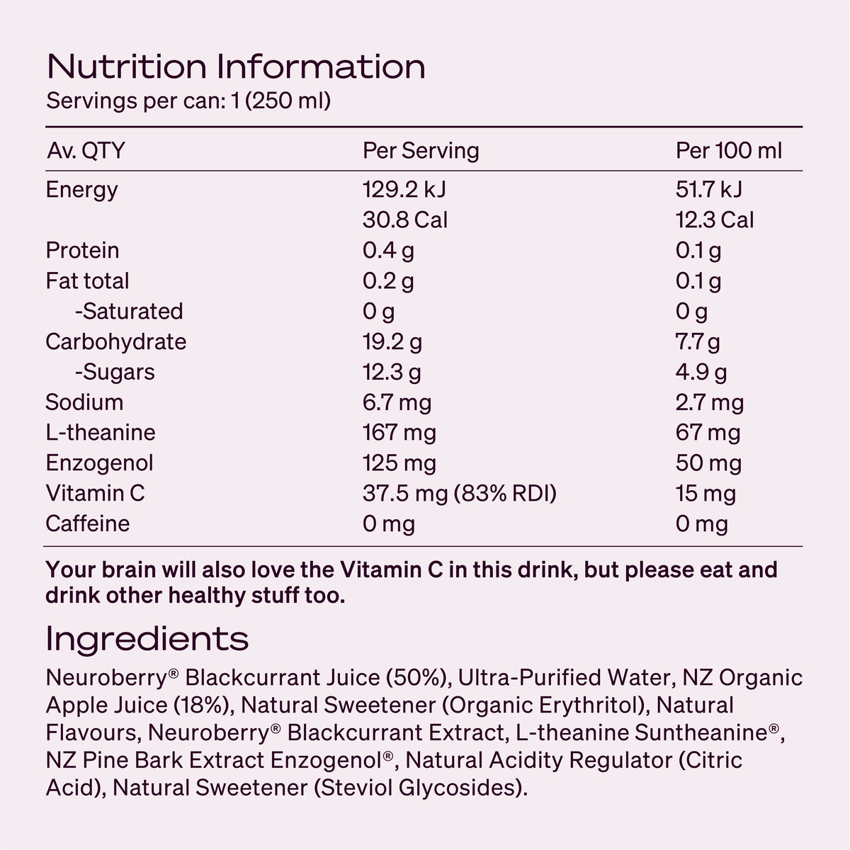 The Brain Drink for Performance (250ml)⁺