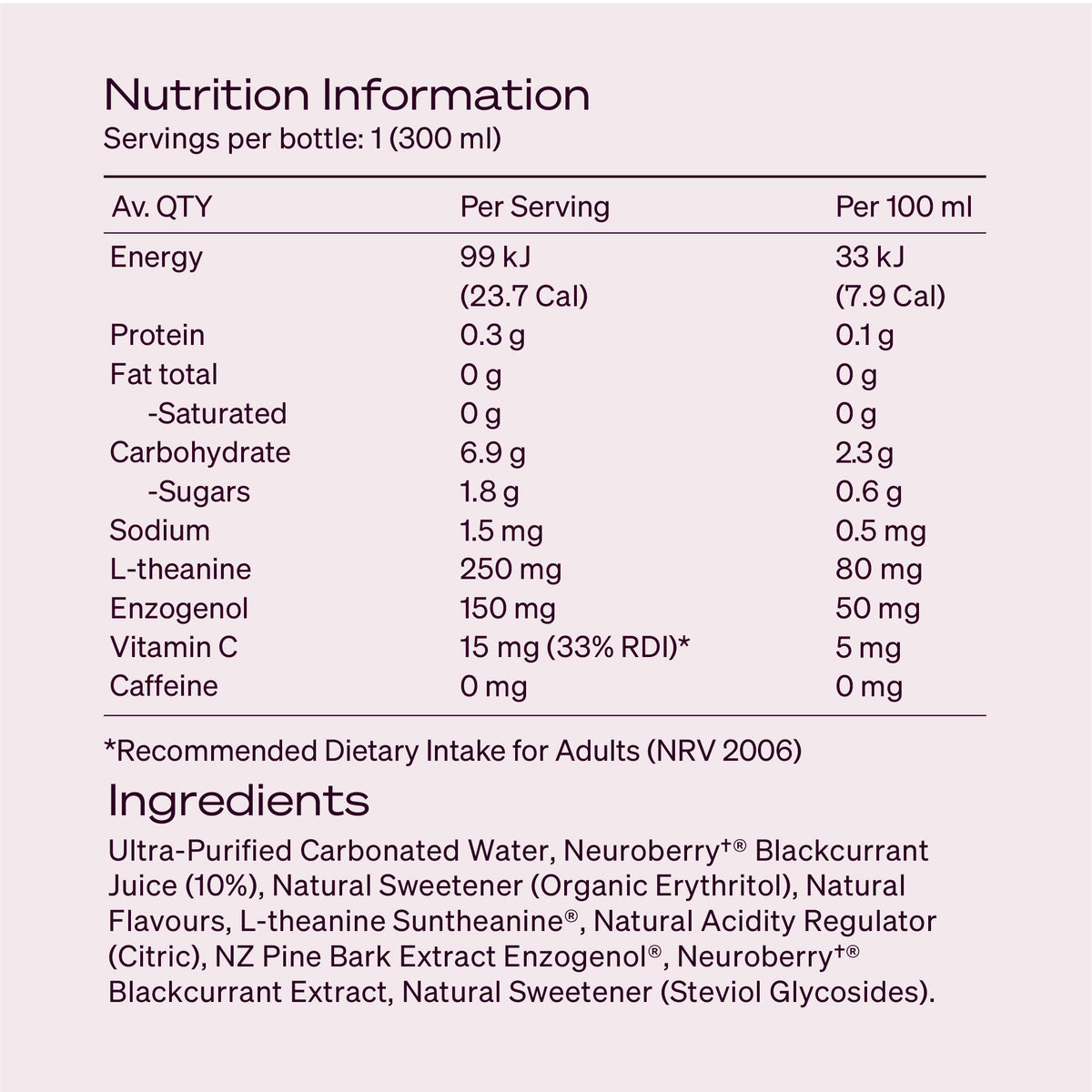 SALE - The Brain Drink for Calm & Clarity - Sparkling Blackcurrant